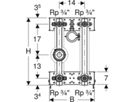 GIS-Waschtisch-Set Standarm.461.154.00.1 eine Wasserzählerstrecke mit UP-Ventil - Geberit Systemventile / Armaturen