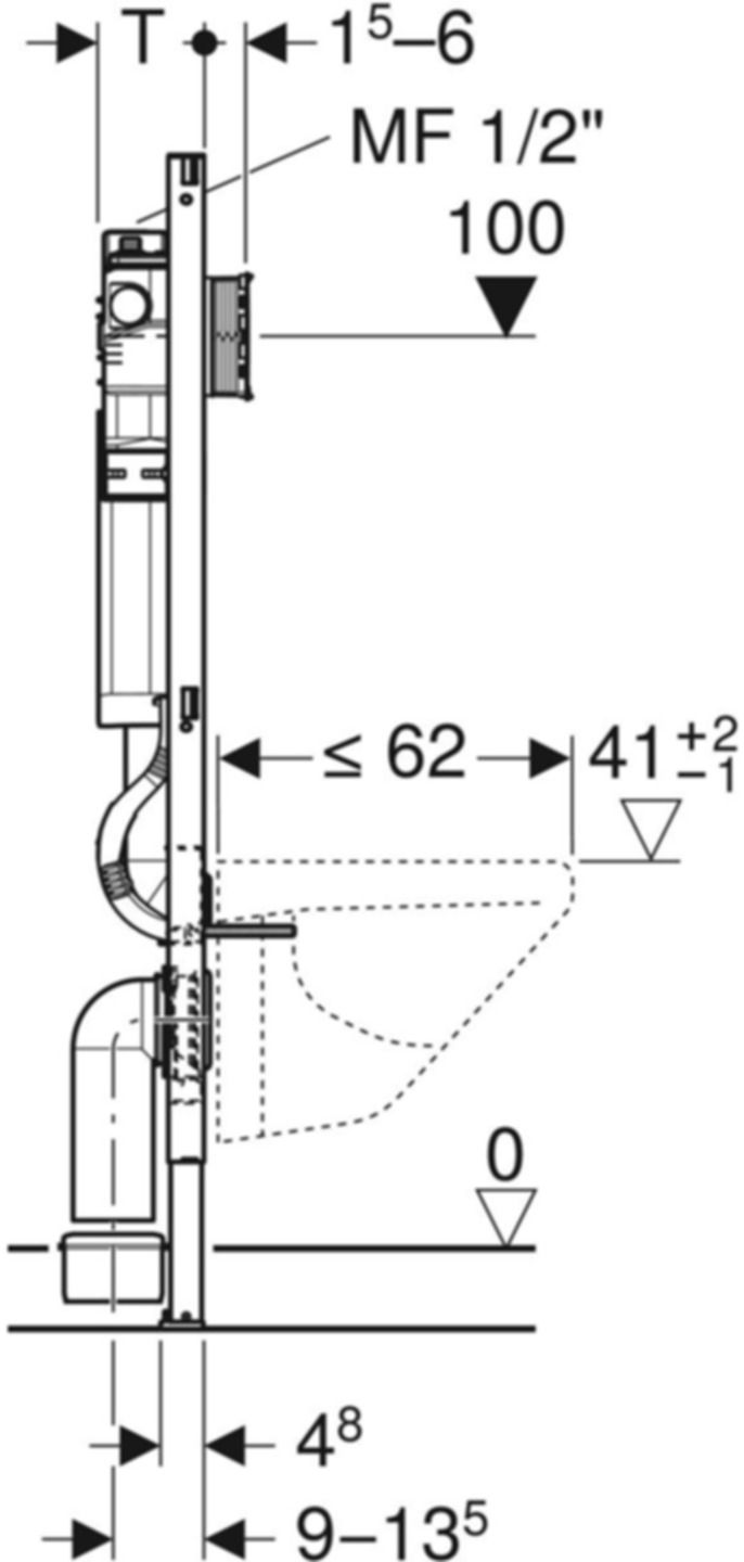 Wand-WC-Element Sigma Typ 120 111.057.00.2 mit Hygienespülung HS30, mit 1 Wasseranschl. - Geberit-Duofix