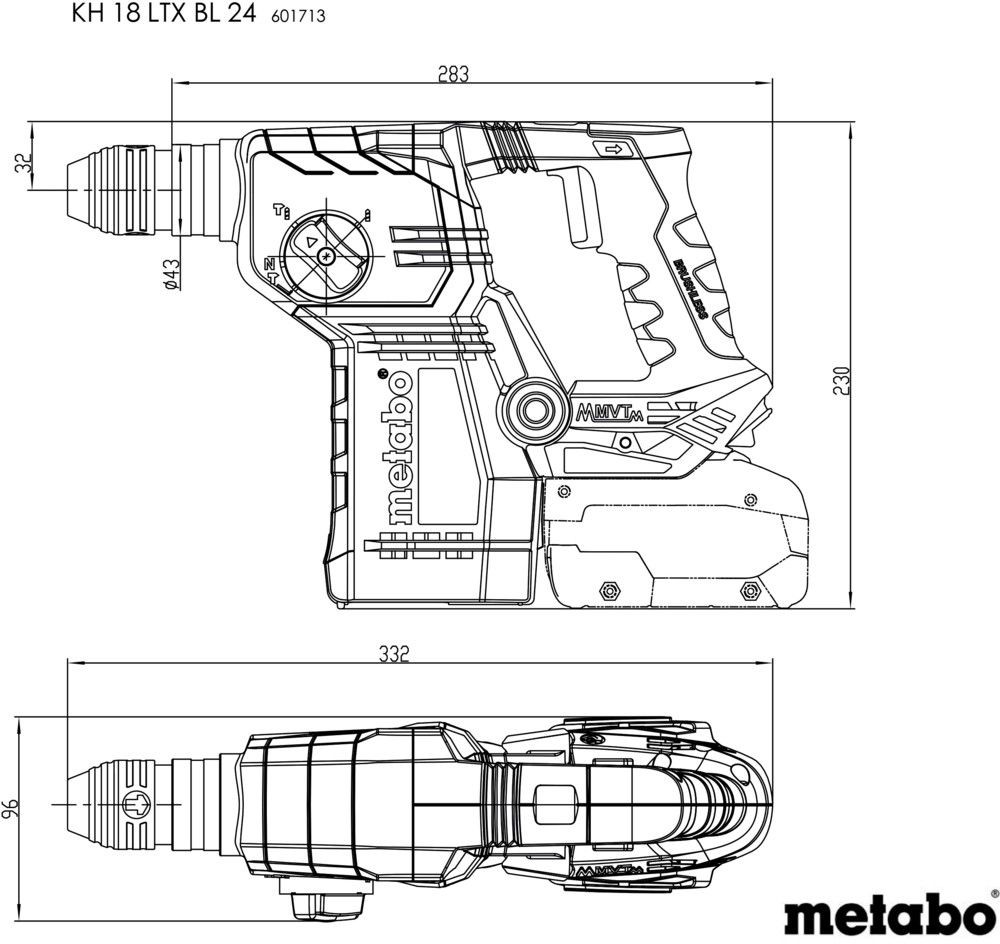 Akku-Kombihammer KH 18 LTX BL 24 18V, 2.2 J , 2x 5,5 Ah , solo in metaBOX - Metabo Elektrowerkzeuge