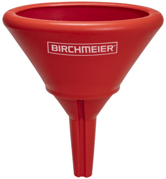 BIRCHMEIER Benzintrichter, Kunststoff Oval, 14 x 9.5 cm, rot, mit Messingsieb - Reinigung