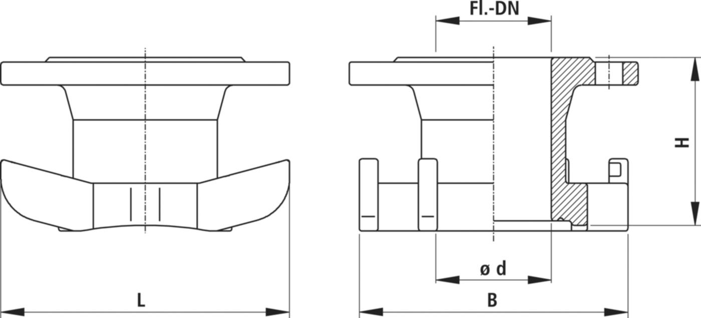 Universal-Anbohrschelle Doppelbügel 3511 mit Flanschabgang PN 16 DN 80 - Hawle Hausanschluss- und Anbohrarmaturen