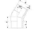 Winkel 30° segm. PE100 S5 PN 16 d 75mm 753 120 912 - PE100 Stutzenformstücke langschenklig