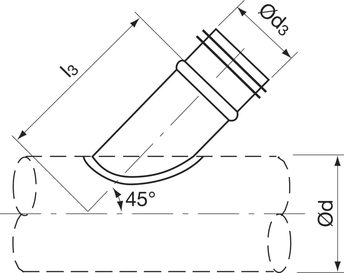 Sattelstück 45° 180/180mm PSVU45-V - Spiralfalzrohre und Zubehör System Safe