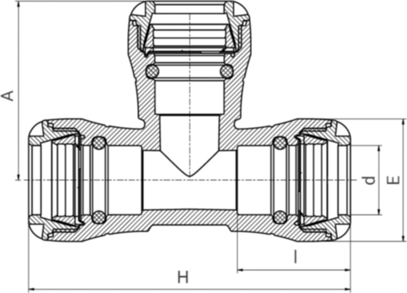 Steckmuffen-Tee 1004 d 25mm - Plasson-Steckfittinge