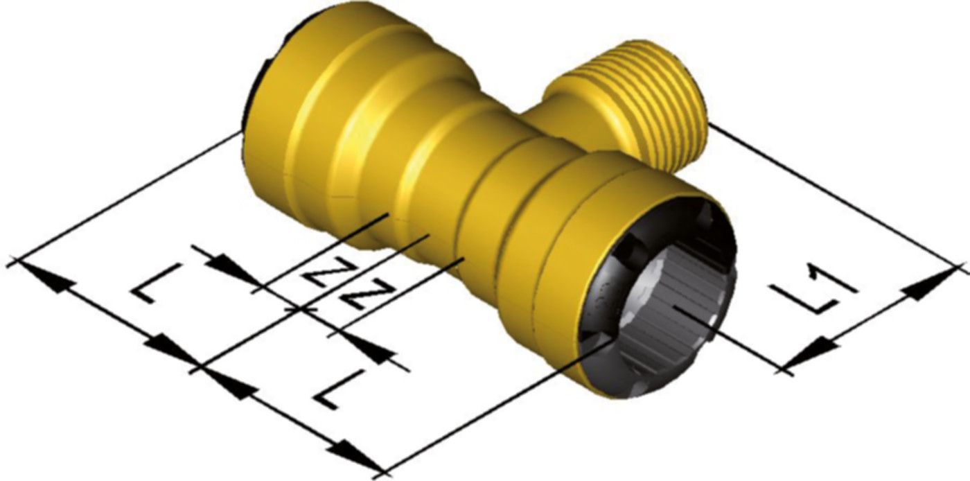 T-Stück Abgang mit AG d 22 mm - 1/2" 9817.220722 - SudoFIT-Formstücke