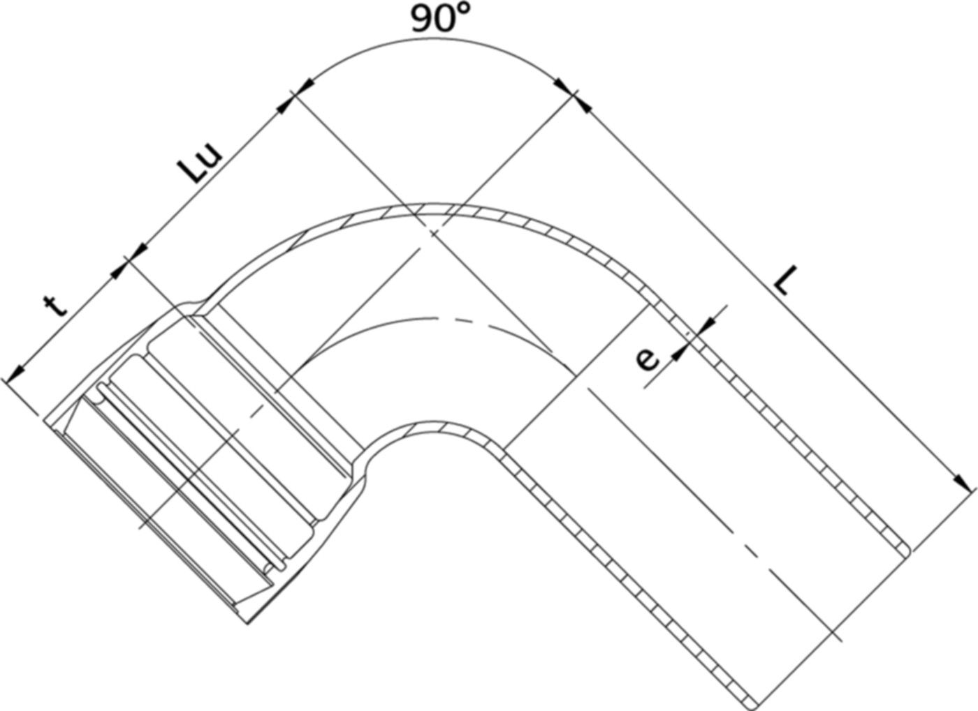 STM-Bogen 1M Novo-Sit MQ 90° DN 100 - WILD Steckmuffenformstücke