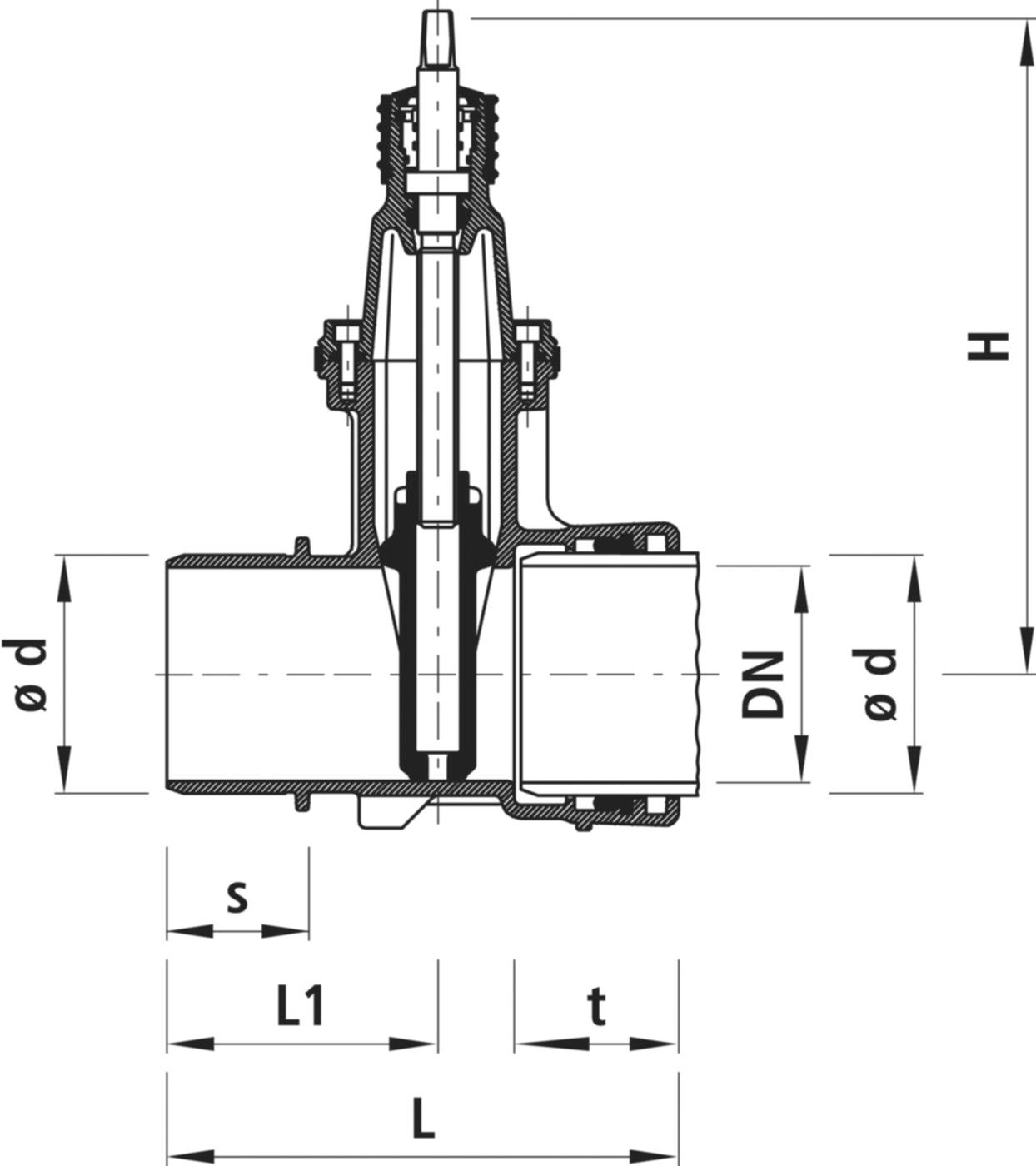 Spitzend/Muffen-Schieber, Baio 4510 DN 150 - Hawle Armaturen