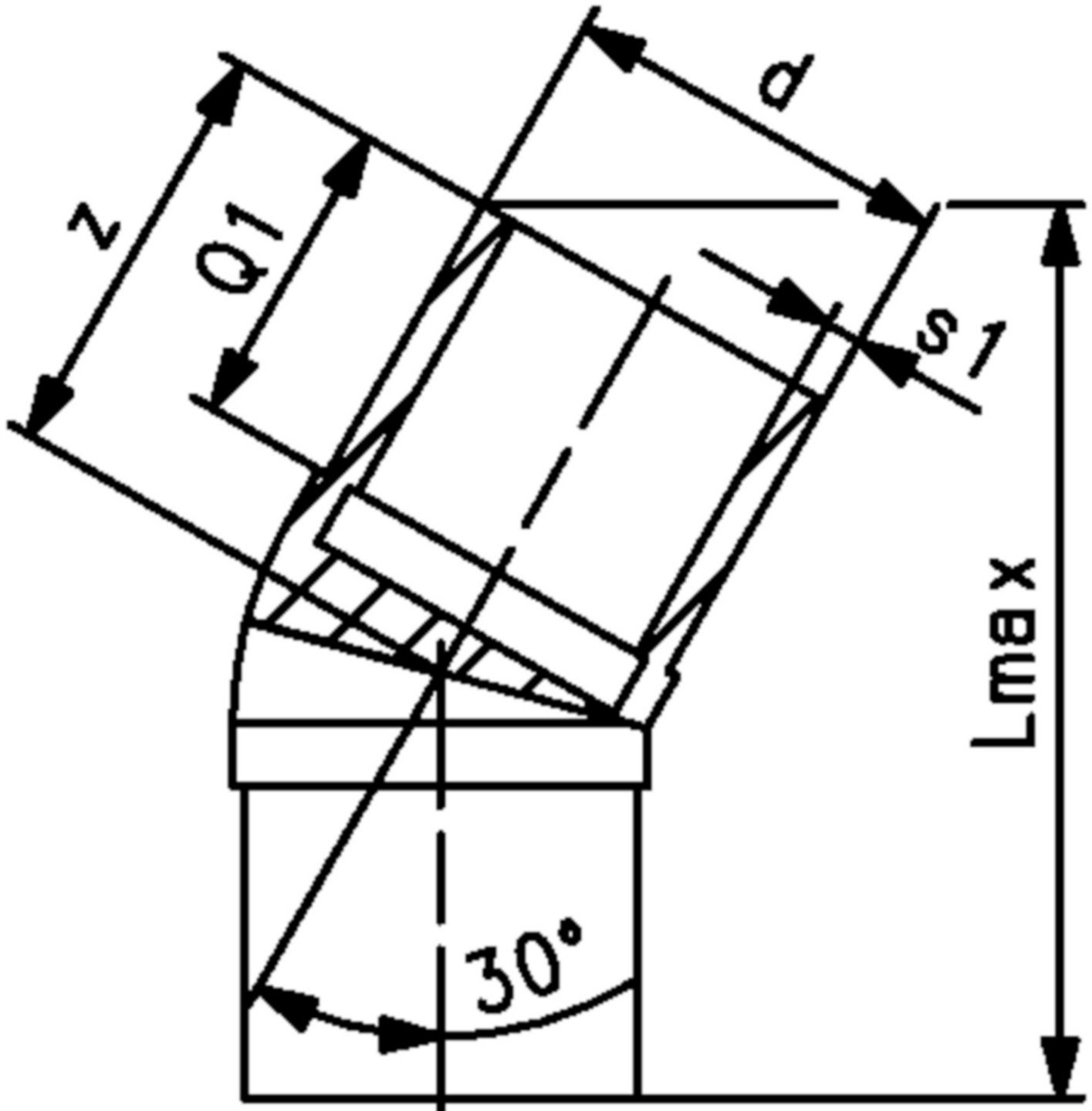 Winkel 30° segm. PE100 S5 PN 16 d 180mm 753 120 918 - PE100 Stutzenformstücke langschenklig