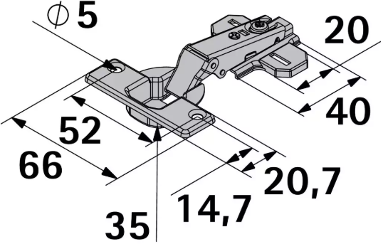 Hettich Topfscharnier SlideOn Vorliegend, Stahl vernickelt, Bohrloch-Ø 35 mm - Diverse Möbelbeschläge und Zubehör