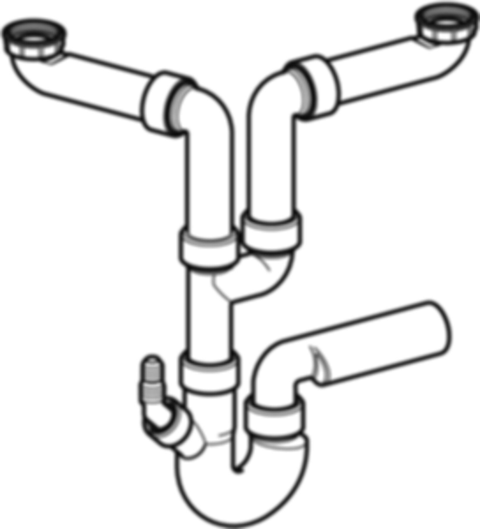 Spültischsifongarnitur PP 2-teilig d 56mm - 1 1/2" 152.804.06.1 - Geberit-Sifon + Apparateanschlüsse