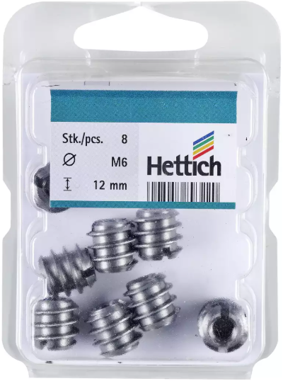 Hettich Eindreh-Muffe Stahlguss, Bohrloch D = 10mm, M6 x 12mm, à 8 Stk - Diverse Möbelbeschläge und Zubehör