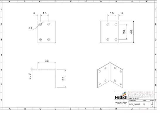 Hettich Verbindungswinkel verzinkt, 32 x 32 x 40mm - Diverse Möbelbeschläge und Zubehör