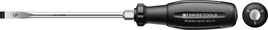 PB Schraubenzieher, SwissGrip Evo, Schlitz , D S PB 38100,  Gr. 5, L=150mm D S - Schraubenzieher
