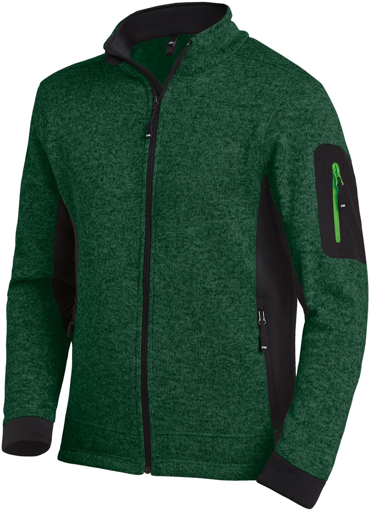 FHB CHRISTOPH Strick-Fleece-Jacke grün-schwarz Gr. S - Textilien