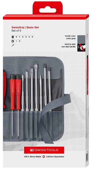 Schraubenzieher-Set, in Stoff-Rolltasche PB 8218.TU CBB, Profile: Ahle, Phillips, Schlitz - Schraubenzieher