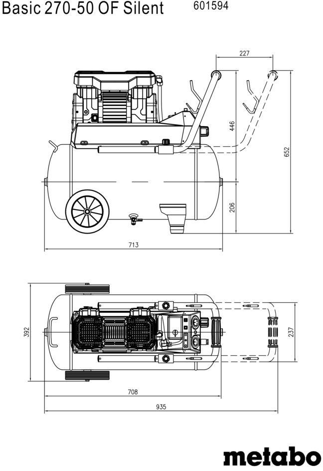 Kompressor Basic 270-50 OF Silent 50l, 10 bar 1.5kW, 37kg - Metabo Elektrowerkzeuge
