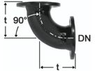Flanschenbogen 90° PN 10 Fig. 2030 DN 200 - Von Roll Flanschenformstücke