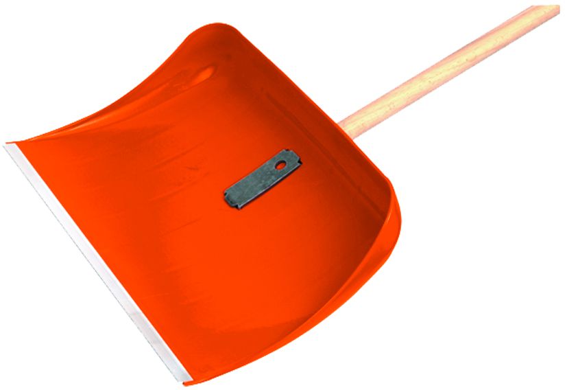 Schneeschieber Kunststoff, orange B= 550mm, Voll-Alukante, mit Stiel - Bauwerkzeuge