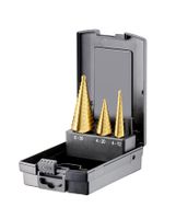 FORTEC Stufenbohrer Satz, 3-tlg. Ø4-12/4-20/6-30mm, HSS-G-TiN - Bohren