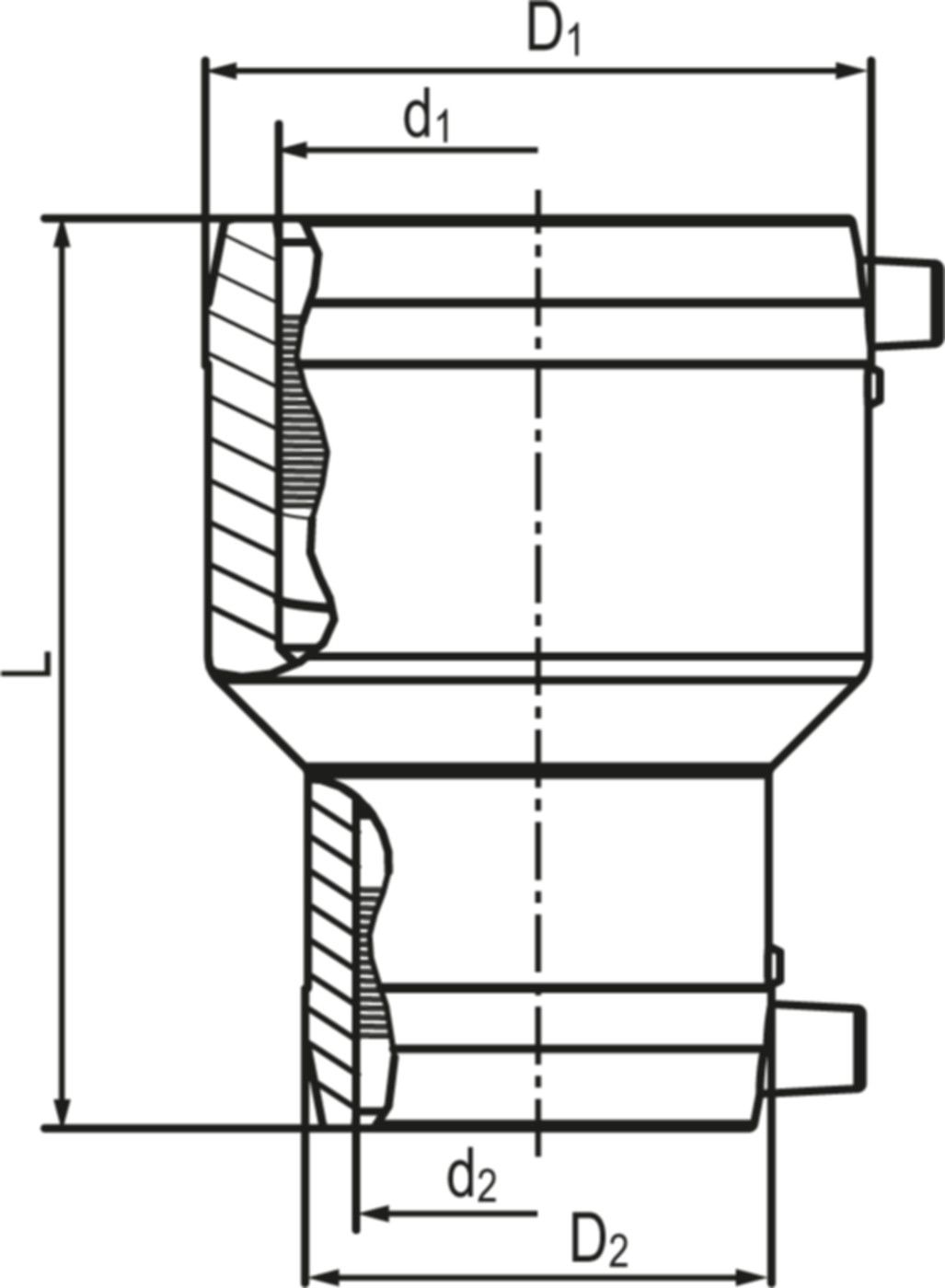 Reduziermuffe MR (Karton à 50 Stk.) d 40/32mm 615 388 - Frialen Elektroschweissfittinge