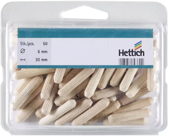 Hettich Holzdübel Buche, 6 x 30mm, à 50 Stk - Diverse Möbelbeschläge und Zubehör