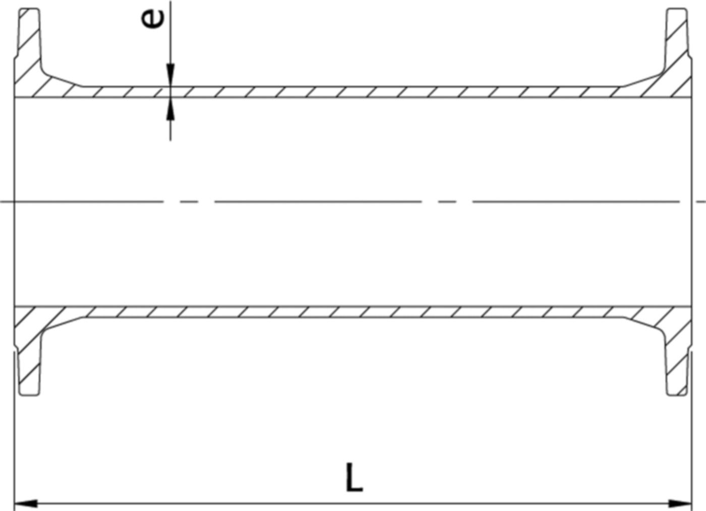 Flanschen-Rohr mit 2 Flanschen Typ FF DN 125 Länge = 700mm PN 10/16 - WILD Flanschrohre