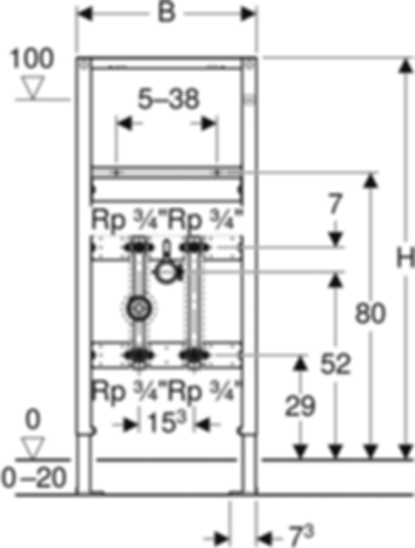 Element für Waschtisch 111.571.00.2 Typ 112, Standarmatur, Wasserzählerstr. - Geberit-Duofix