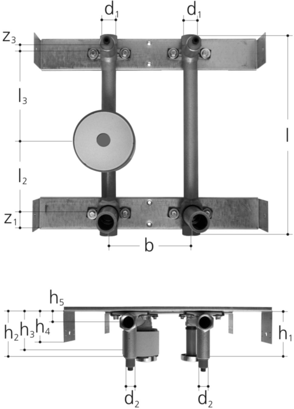 Kompakteinheit 3/4" 5459.065 zu Duofix, mit 1 Zählergehäuse KOAX - JRG Sanipex-Rohre und Formstücke