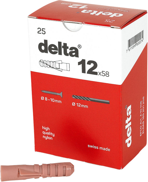 DELTA Spiraldübel, Nylon Ø 12mm, L= 58mm, A 10.106 - Diverse Dübel