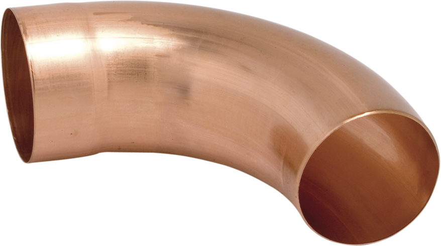 Ablaufrohrbogen 70° 75 mm 210 "geschweisst, lange Einstecktiefe" - Kupfer Spenglereihalbfabrikate
