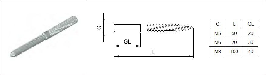 Stockschrauben M6 x 70 mm Rechtsgewinde 1.4301 - INOXTECH-Handlauf-/Geländer-System