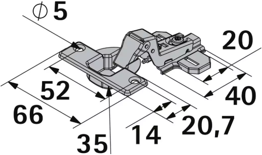 Hettich Topfscharnier SlideOn Innenliegend, Stahl vernickelt, Bohrloch-Ø 35 mm - Diverse Möbelbeschläge und Zubehör