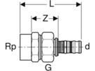 Übergang lösbar mit IG 16mm- 1/2" mit Überwurfmutter Rotguss 601.595.00.5 - Geberit-Mepla-Formstücke