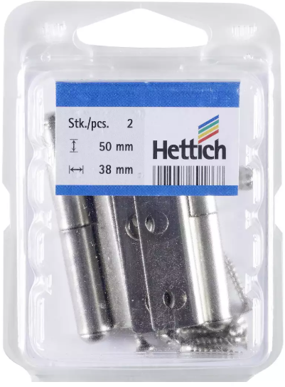 Hettich Möbelband Rechts, vernickelt, gekröpft, 50 x 38mm, à 2 Stk - Diverse Möbelbeschläge und Zubehör
