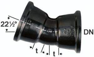 STM-Bögen 22°, 2-Muffig  Fig. 2824a (MMK 22) vonRoll hydro