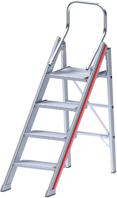 HB Treppe klappbar mit Sicherheitsbügel Typ 207, 5 Sprossen, L= 1.47m - Garten