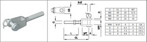 Gabeln mit Aussengewinde Rechtsgewinde M5 GL 40 mm 1.4301 - INOXTECH-Handlauf-/Geländer-System