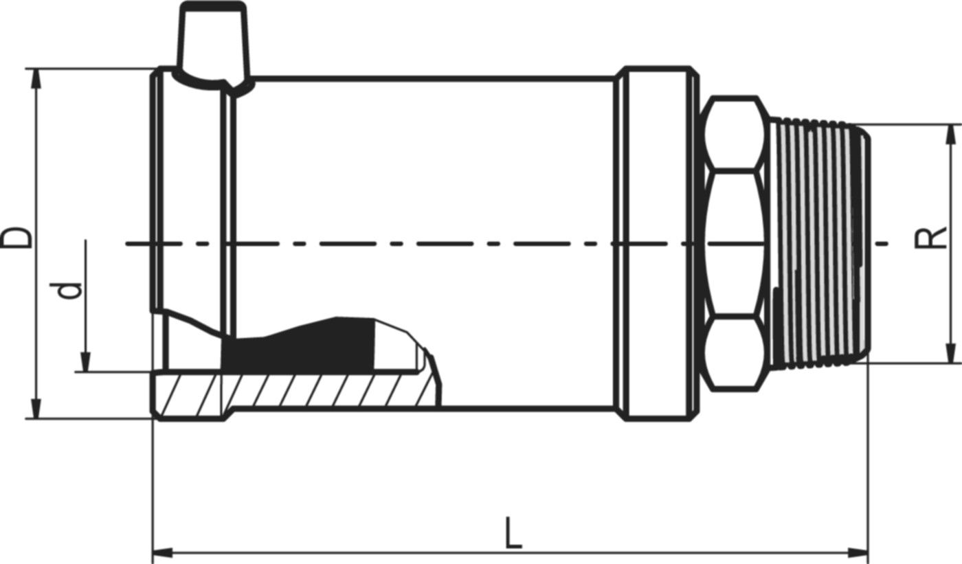 Übergangsstück gerade / Stahl mit AG d 32mm - 1" 612 580 (Karton à 20 Stk.) - Frialen Elektroschweissfittinge