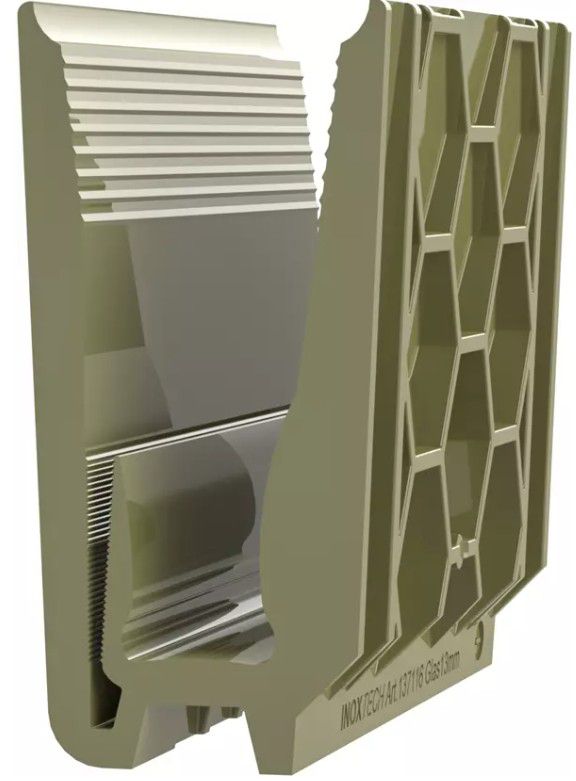 Einsatzprofil für Trockenverglasung Brüstungsgeländer, für Glas 13 mm, L 100 mm, PP - INOXTECH-Handlauf-/Geländer-System