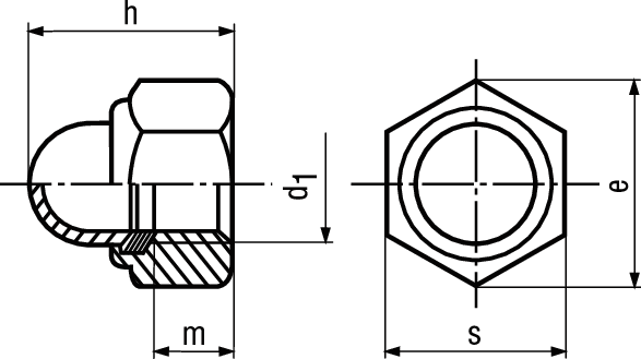 6-kt-Sich-Hutmuttern St 6/8 vzb BN167 DIN986 M6 - Bossard Schrauben