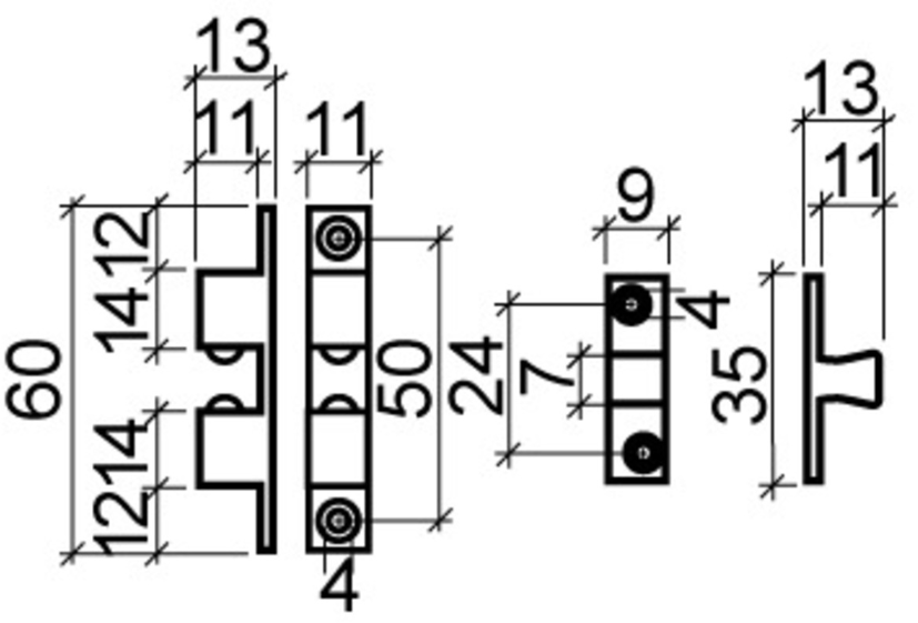 OK LINE Kugelschnäpper Messing LxB=60x11x13mm, vernickelt - Diverse Möbelbeschläge und Zubehör