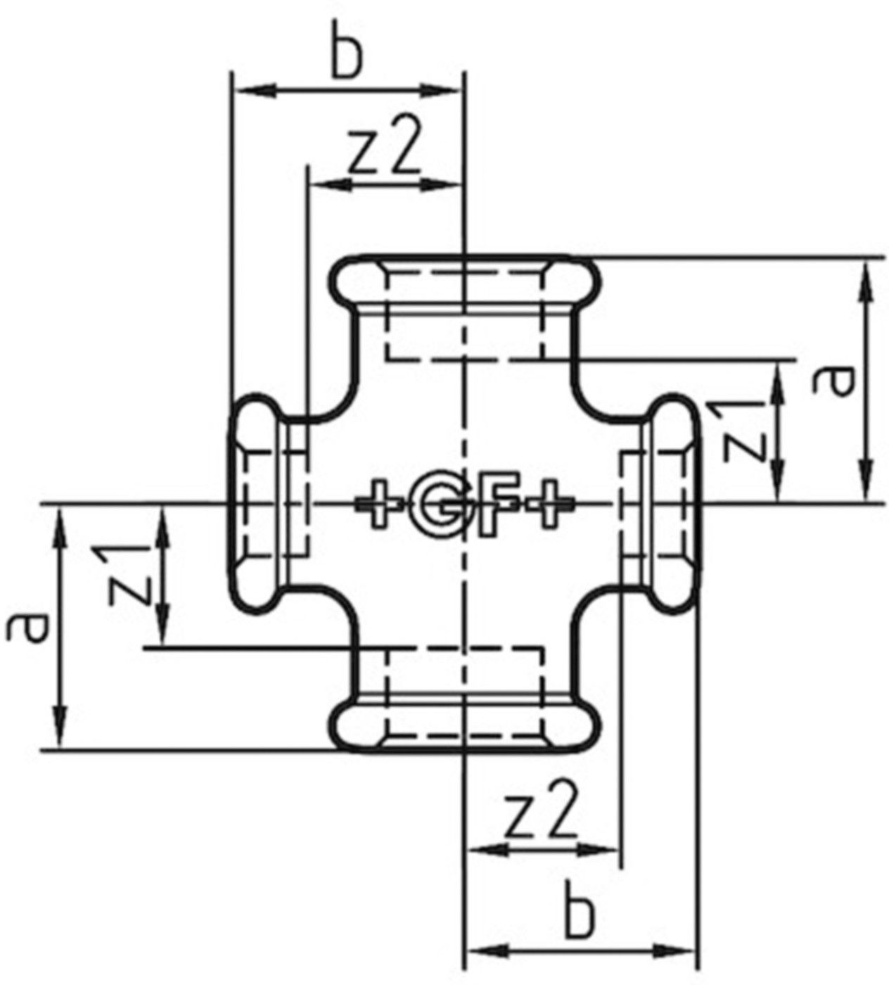 Kreuz red. 180 V 11/4"- 1" 770 180 218 - GF verz. Tempergussfittings