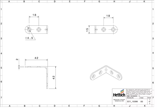 Hettich Stuhlwinkel schwarz, 40 x 40 x 15mm - Diverse Möbelbeschläge und Zubehör