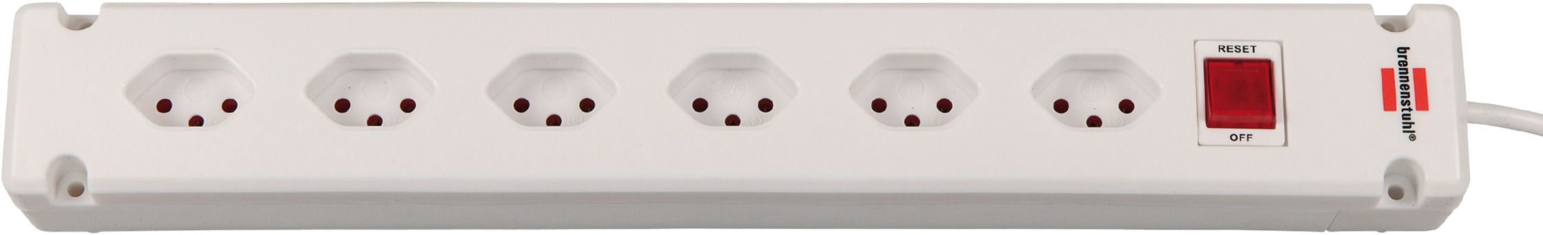 BRENNENSTUHL Steckdosenleiste, 6-fach für Haushalt, mit Schalter, 3m Kabel, Weiss - Stromverteilung
