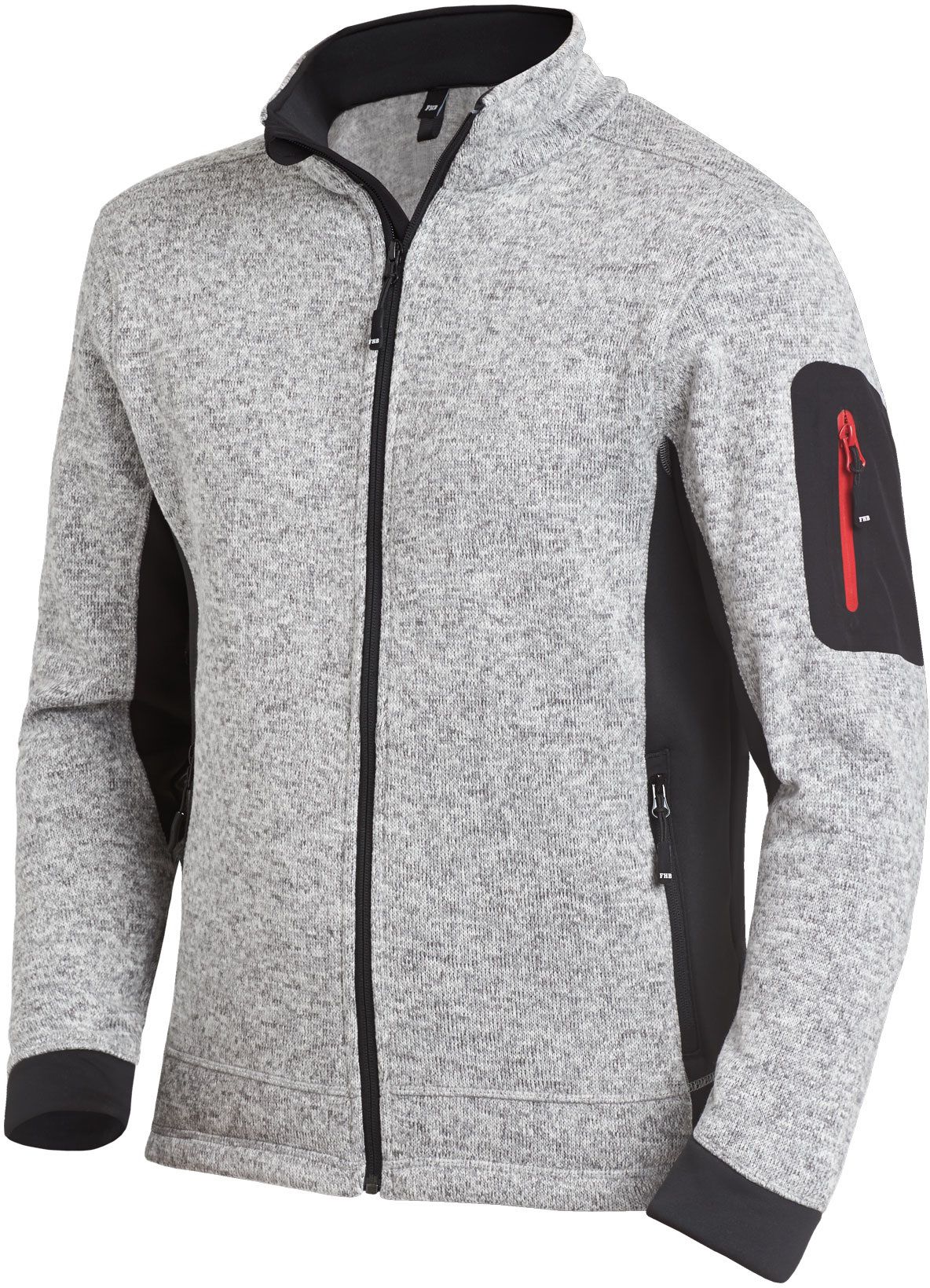 FHB CHRISTOPH Strick-Fleece-Jacke grau-schwarz Gr. M - Textilien