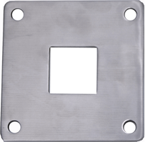 Fusspl. 100x100x8 mm für Pf. 40x40x2 mm 4 Befestigungsl. gestanzt geschl. 1.4301 - INOXTECH-Handlauf-/Geländer-System