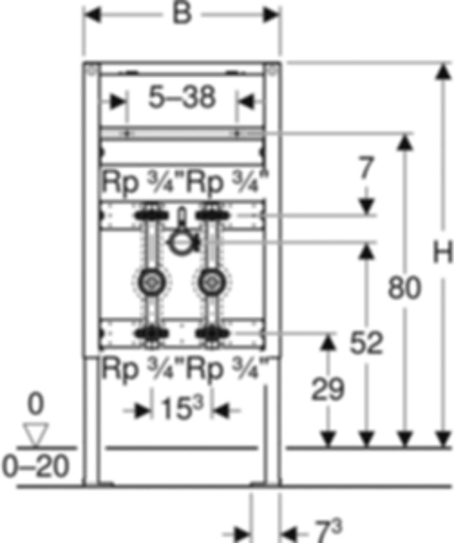 Element für Waschtisch 111.573.00.2 Typ 98, Standarmatur, Wasserzählerstr. - Geberit-Duofix