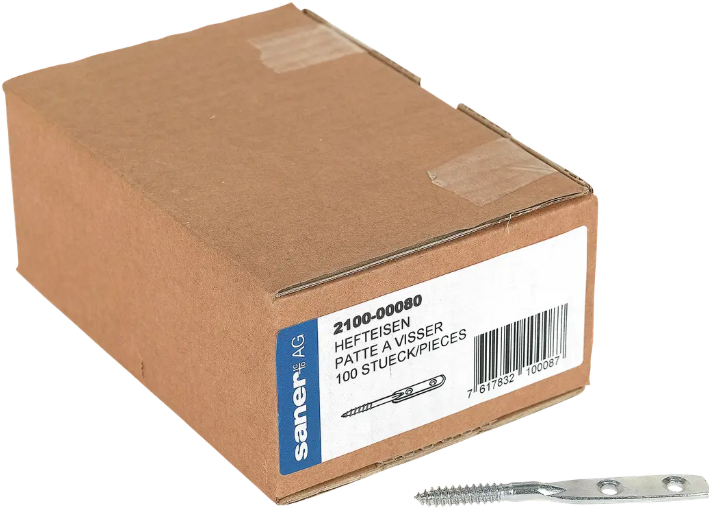 SANER Hefteisen, mit 2 Loch ø5mm 80x10x2mm, verzinkt - Holzverbinder