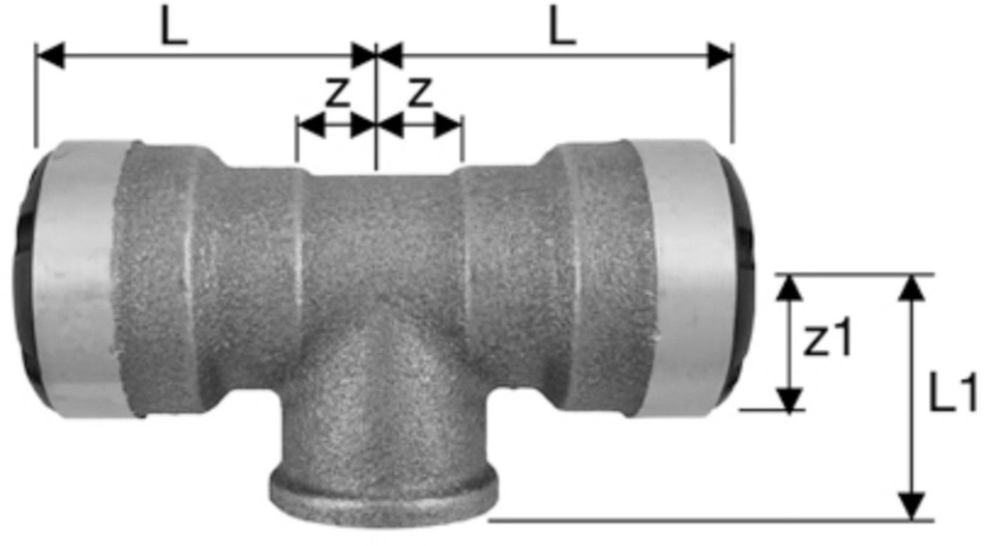 Industrie-T-Stück, Abgang mit IG 22 mm - 1/2" 8816.220722 - SudoFIT-Formstücke