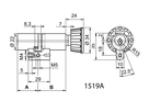 KABA 8 Drehknopfzylinder Typ M1519A 27.5/37.5, mit 3-Schlüssel - Kaba 8, Lagerprodukt